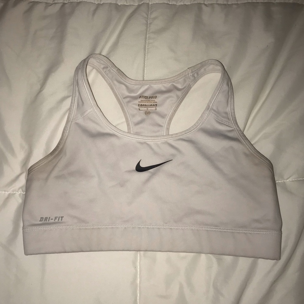 White Nike sports bra